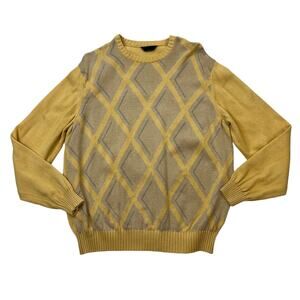 Vintage Dalmine Sweater Men 52 (US Large) Argyle Cotton Knit Pullover Made Italy